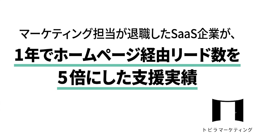 マーケティング担当が退職したSaaS企業が、1年でホームページ経由リード数を5倍にした支援実績